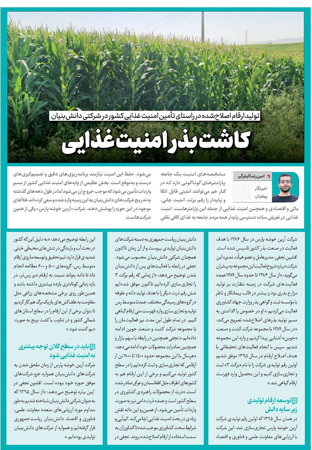 کاشت بذر امنیت غذایی