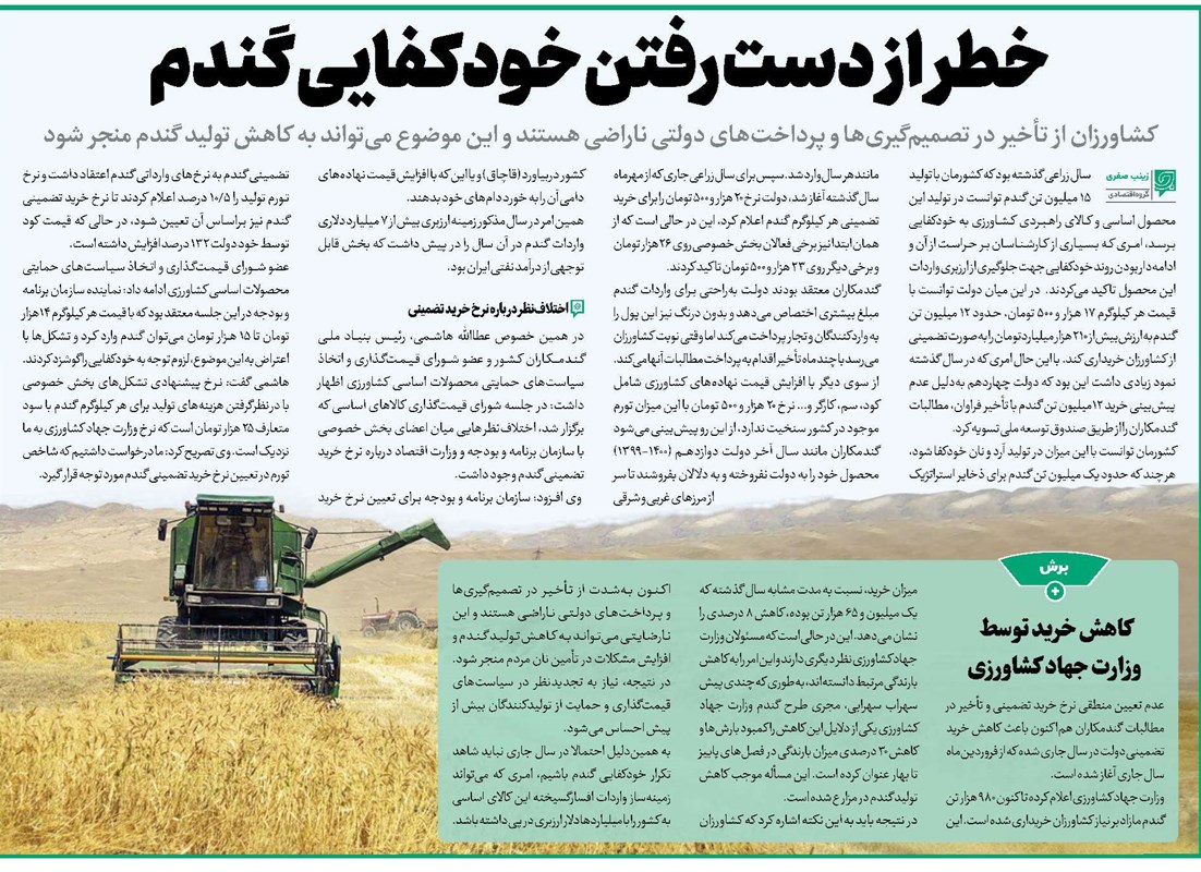 خطر از دست رفتن خودکفایی گندم