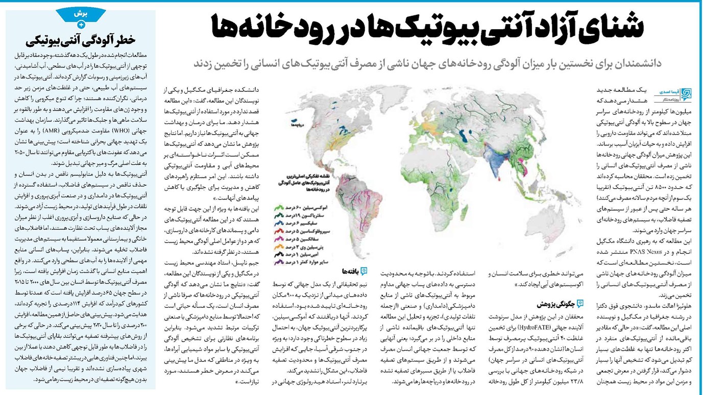 شنای آزاد آنتیبیوتیکها در رودخانهها